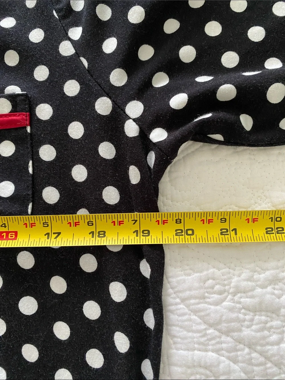 Soma Black Polka Dot 3/4 sleeve sleep shirt with red bow trim